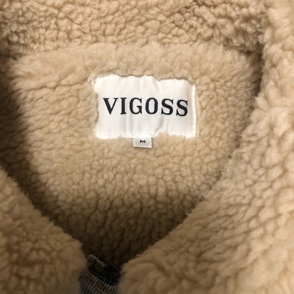 Vigoss Light Blue Jean Barn Jacket with Cream Sherpa Lining medium - Picture 4 of 7